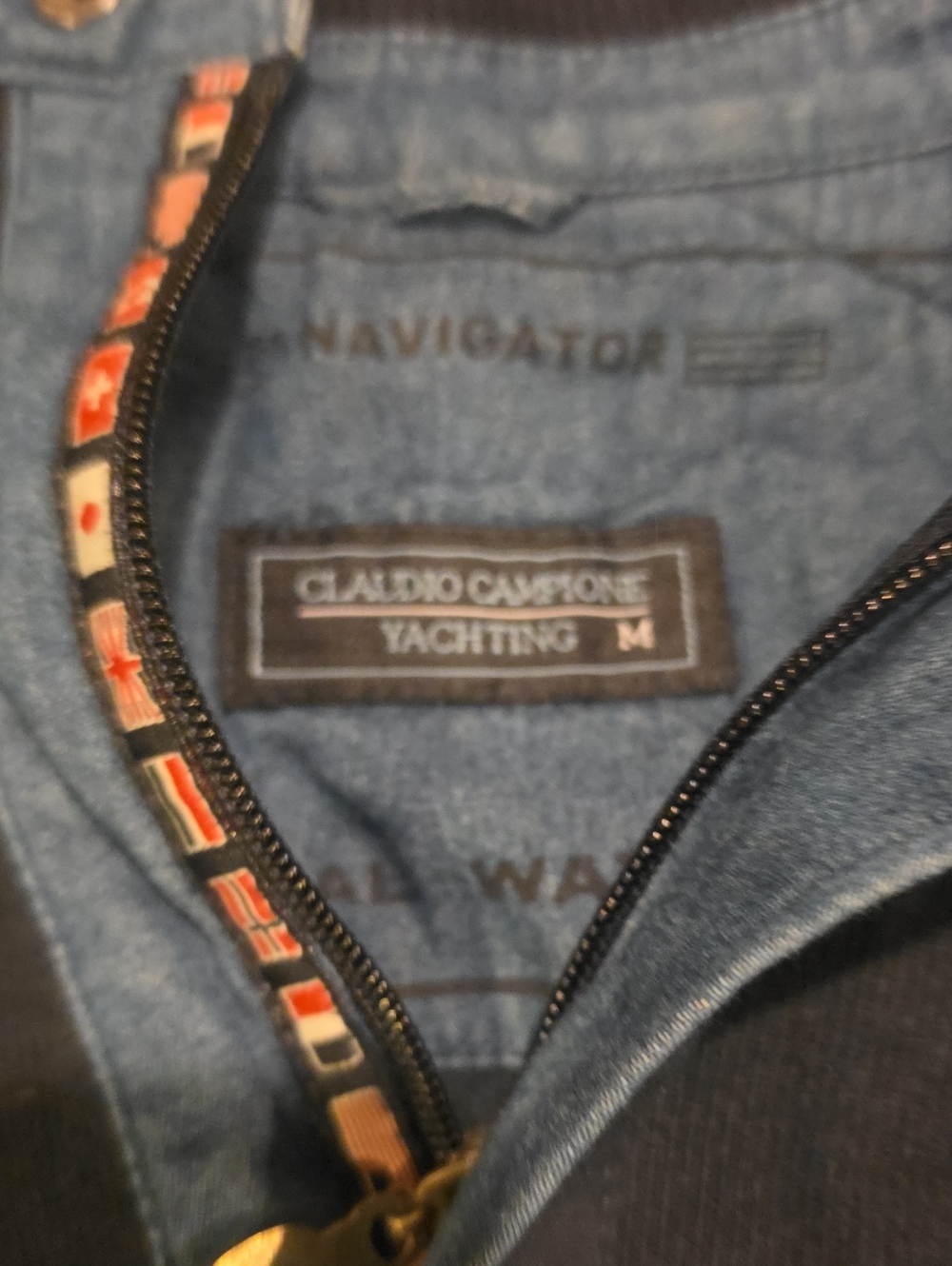 Claudio Campione Yachting Zip-Up Jacket in Denim Blue